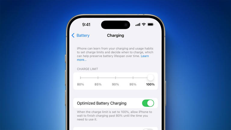 iOS 18为iPhone 15 机型引入更多充电限制级别：85%、90% 和 95%